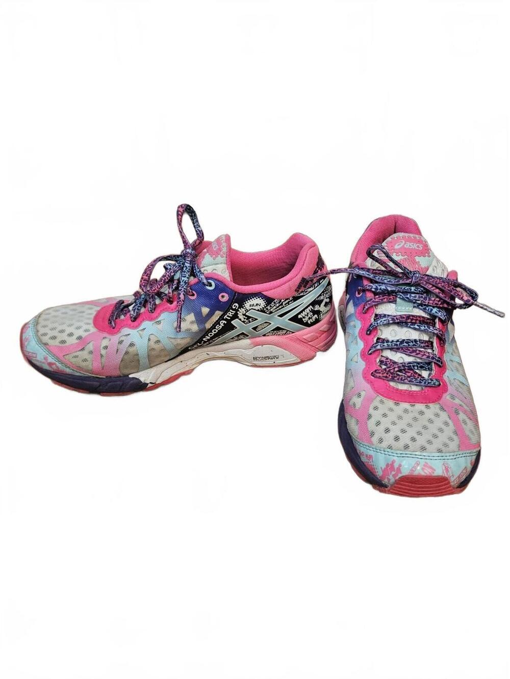 ASICS Women's Gel Noosa Tri 9 Running Shoes, Size 8.5, Pink and Aqua, Triathlon